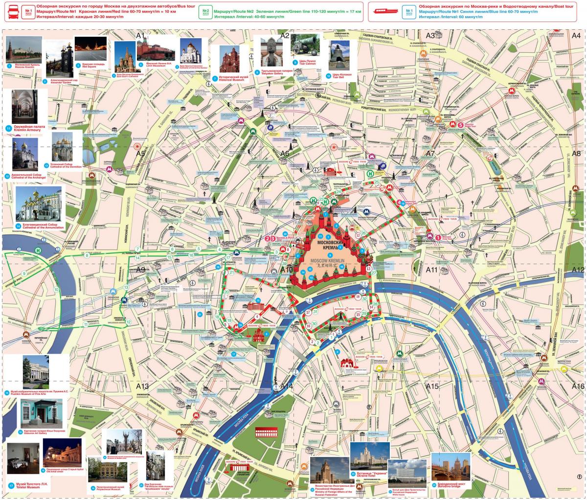 Moskwa bus tour trasa na mapie