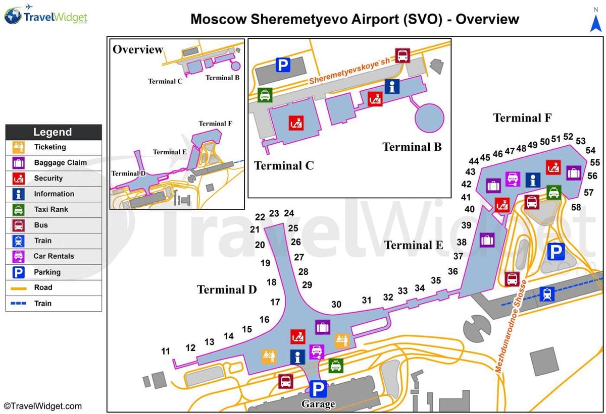 Moskiewskie lotnisko Szeremietiewo mapa