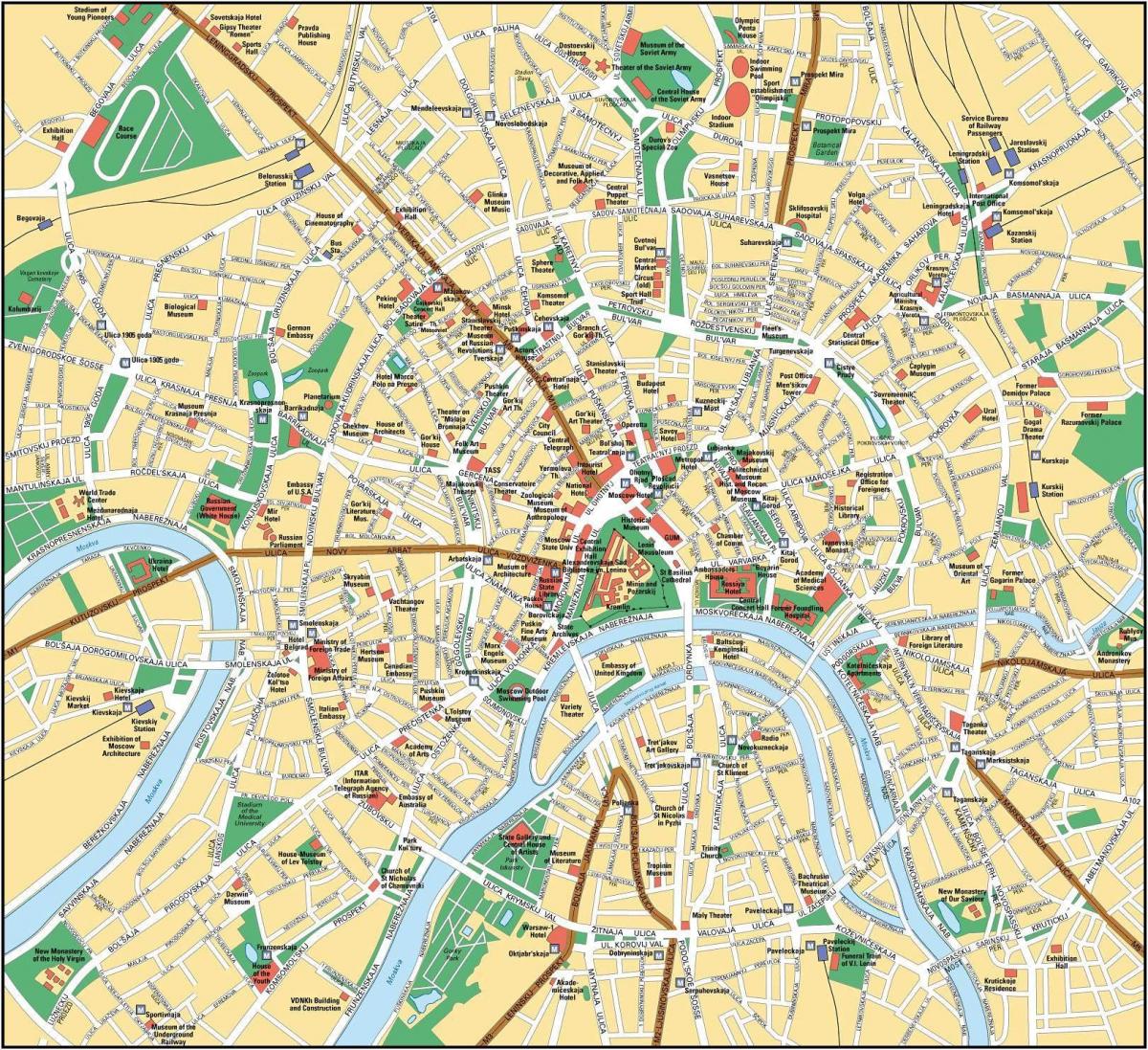 mapa Moskwy w języku angielskim