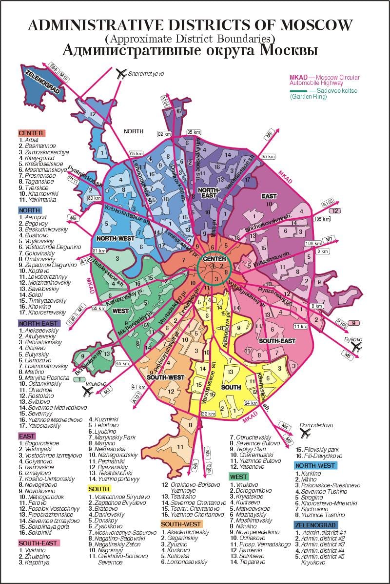mapa Moskwy powiatu