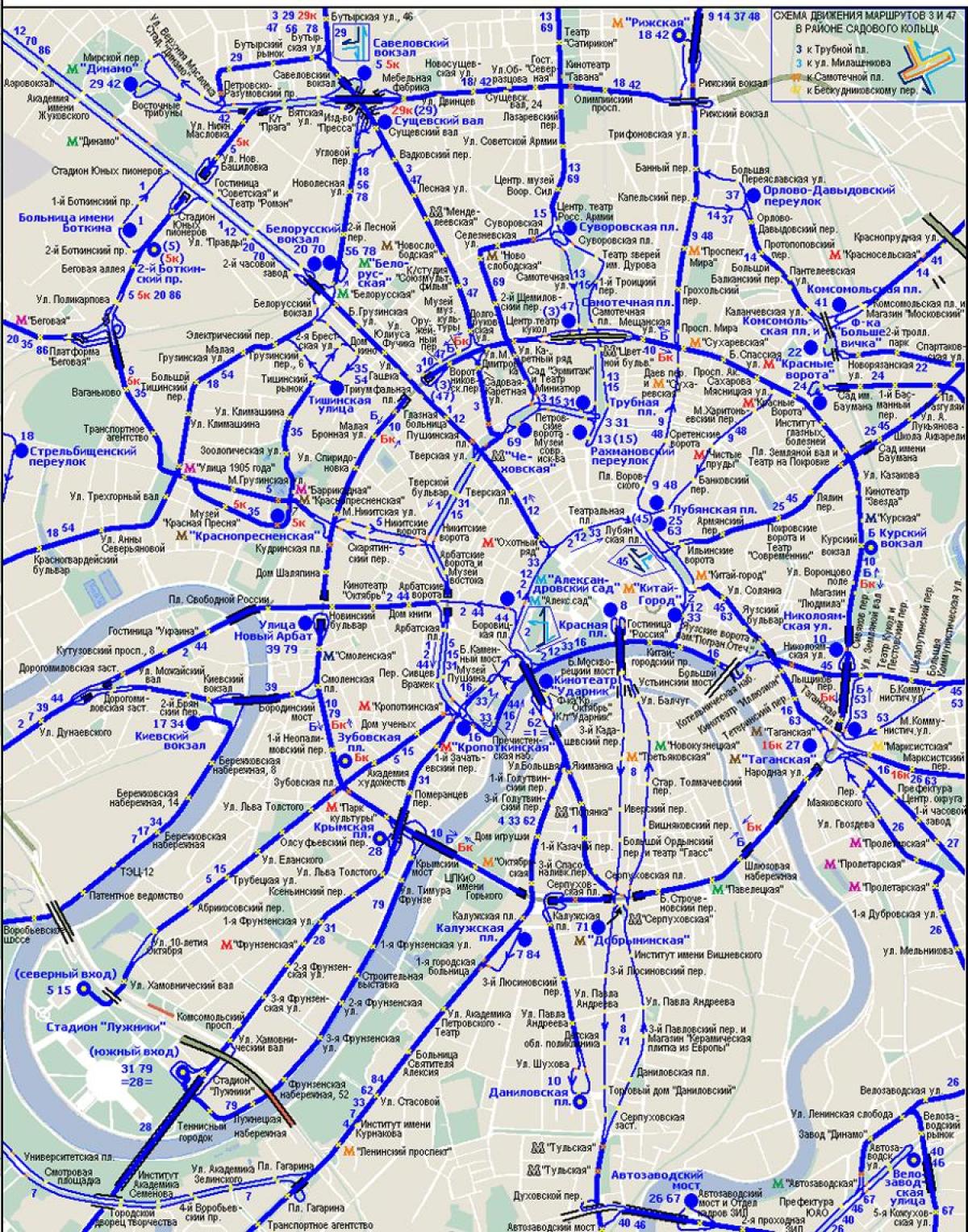 mapa Moskwy trolejbus