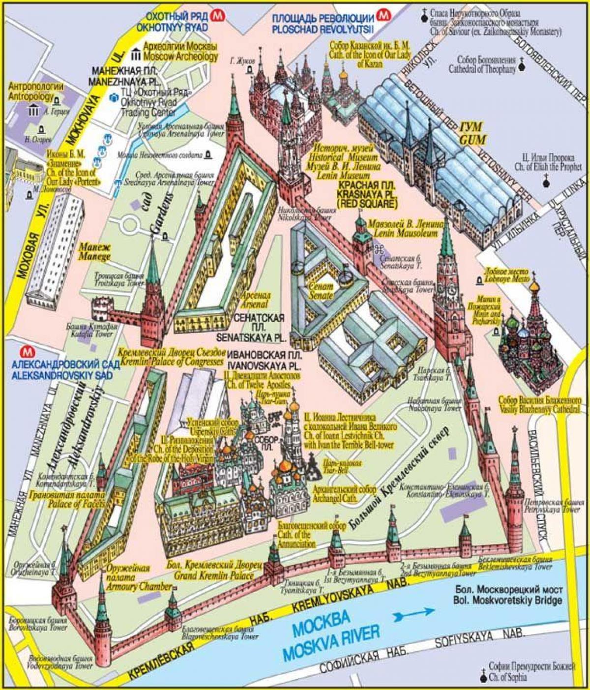 Plac czerwony mapie Moskwy