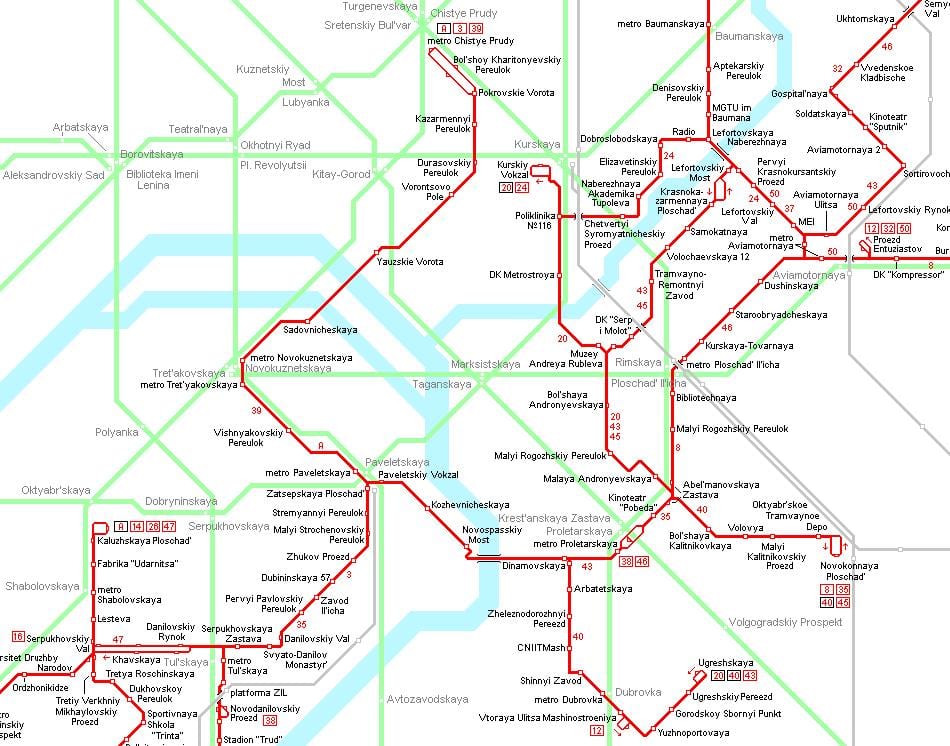 mapa Moskwa tramwaj