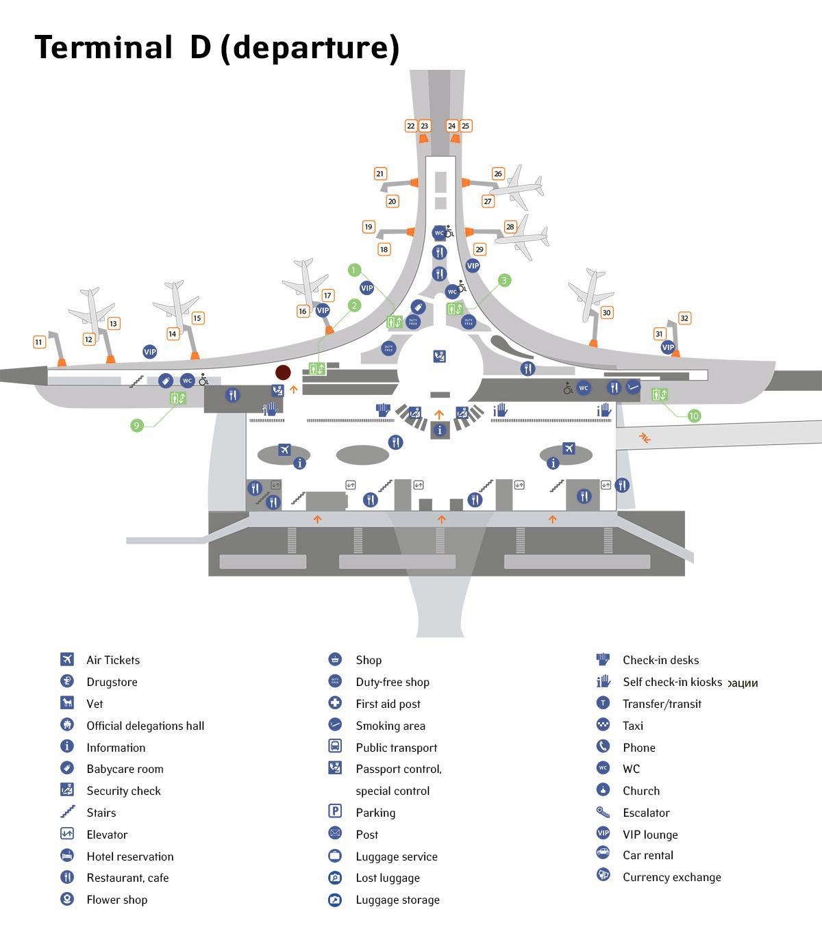 Lotnisko Szeremietiewo mapa terminalu D