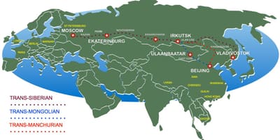 Mapa Moskwy do Władywostoku pociąg trasę