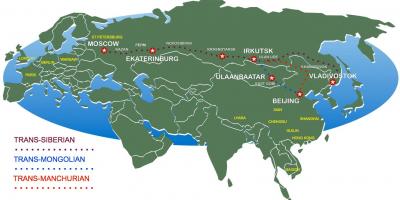 Pekin i Moskwa pociąg trasę na mapie